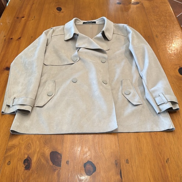 Zara Faux Suede Double Breasted Trench - Picture 11 of 12